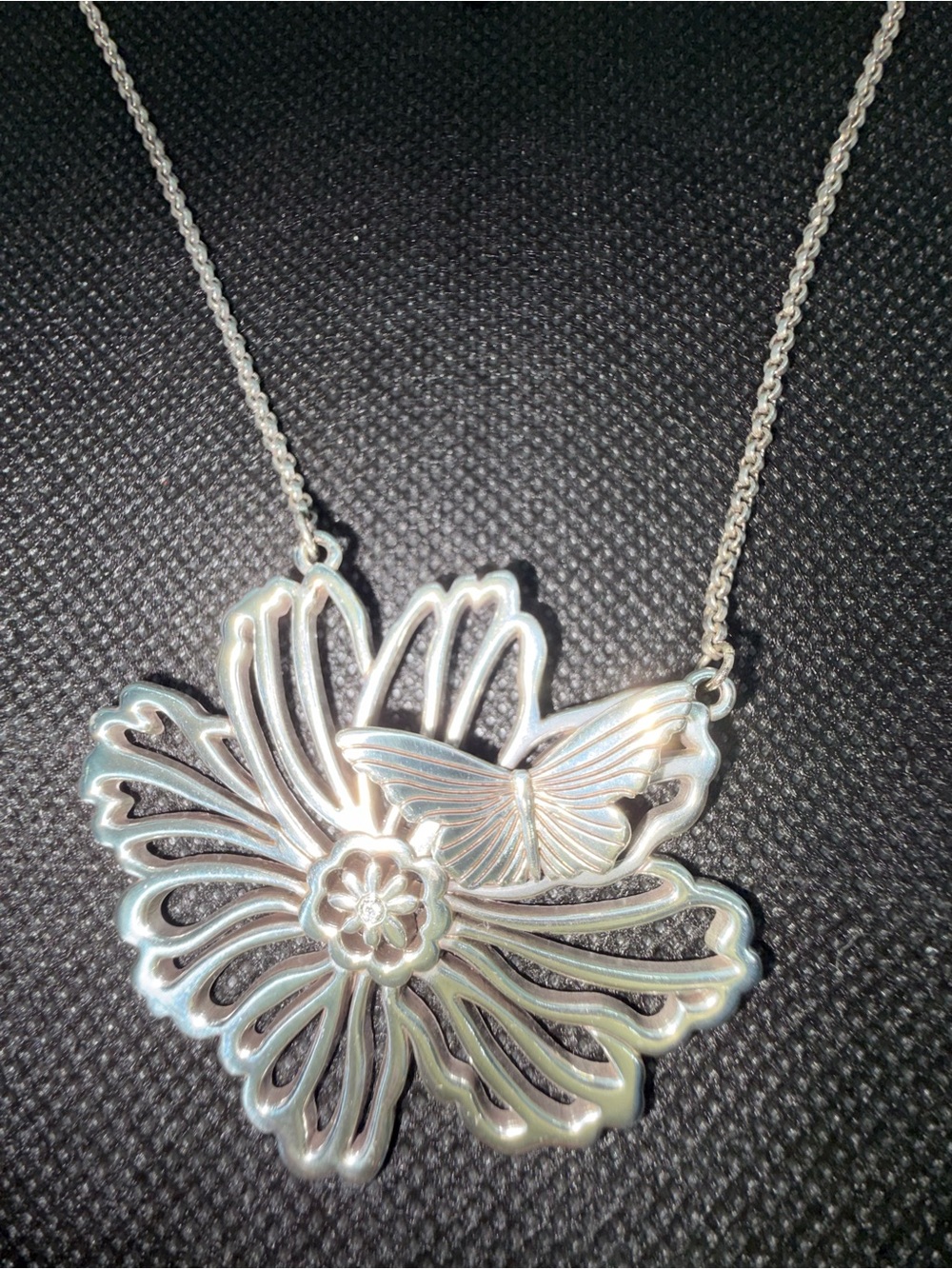 Brighton Silver Flower and Butterfly Necklace